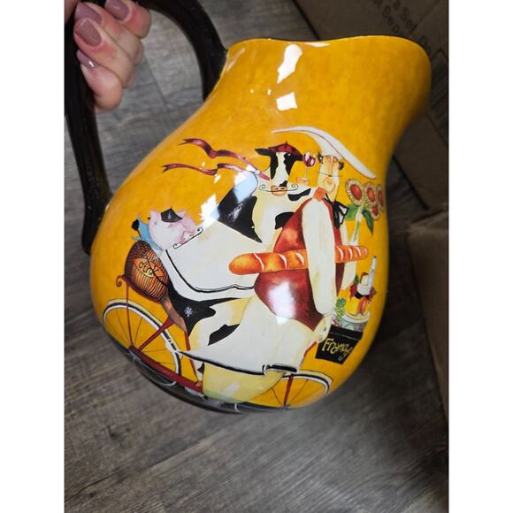 Certified International Jennifer Garant Pitcher/Jug Yellow Italian Chef Ceramic - Picture 3 of 6